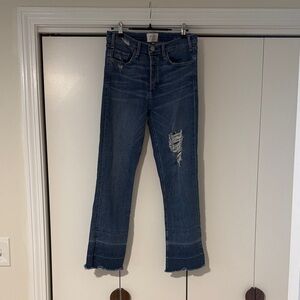 McGuire Denim Distressed Blue Cropped Jeans